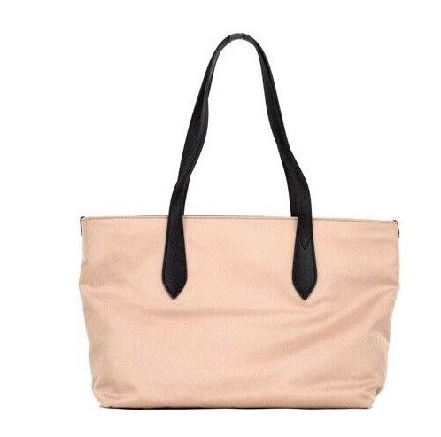 Small Rose Beige Logo Branded Econyl Nylon Tote Shoulder Handbag Purse - GLAMHUB BOUTIQUE 