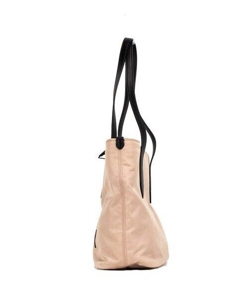 Small Rose Beige Logo Branded Econyl Nylon Tote Shoulder Handbag Purse - GLAMHUB BOUTIQUE 