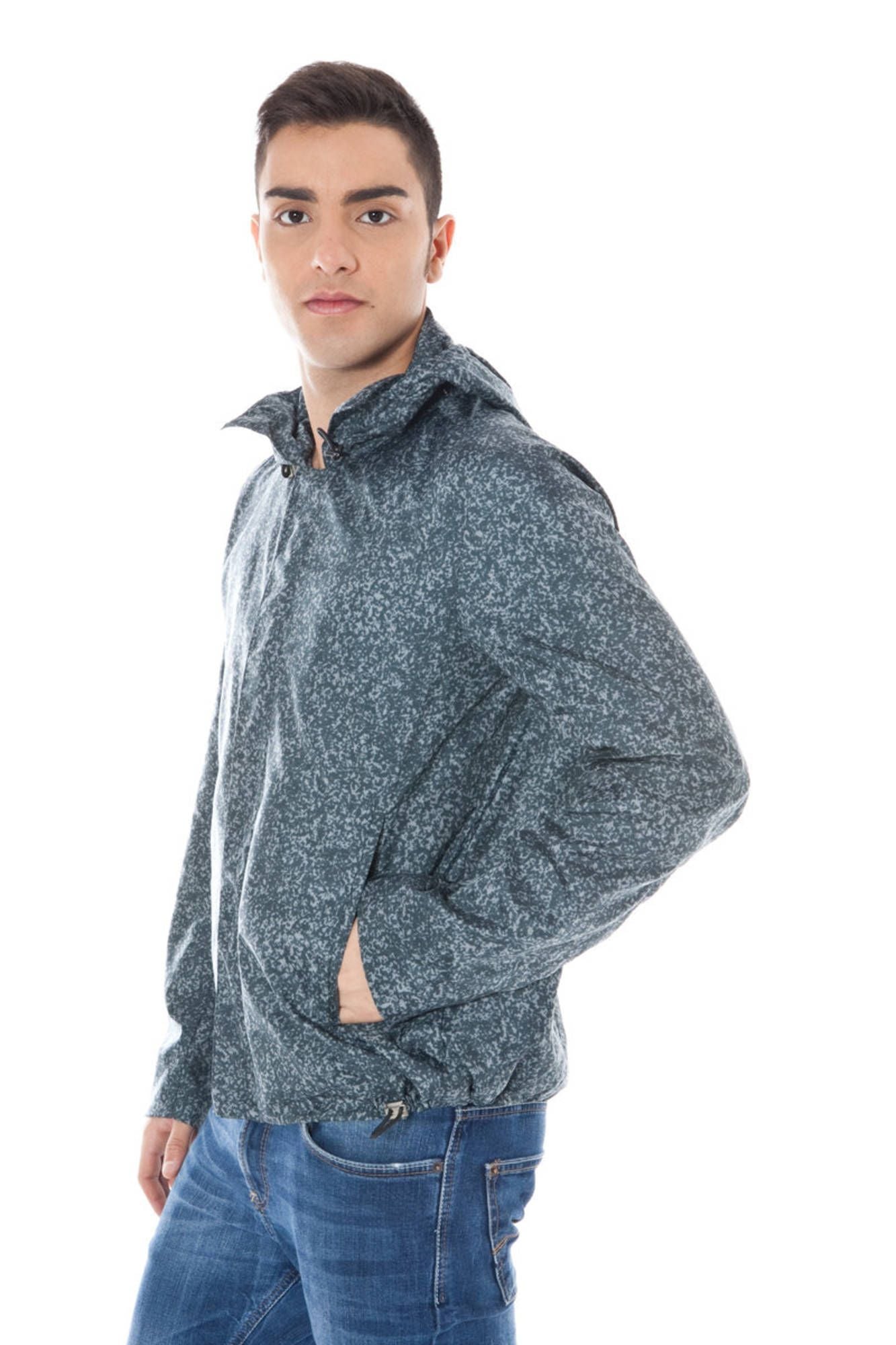 Gray Polyamide Men Jacket - GLAMHUB BOUTIQUE 