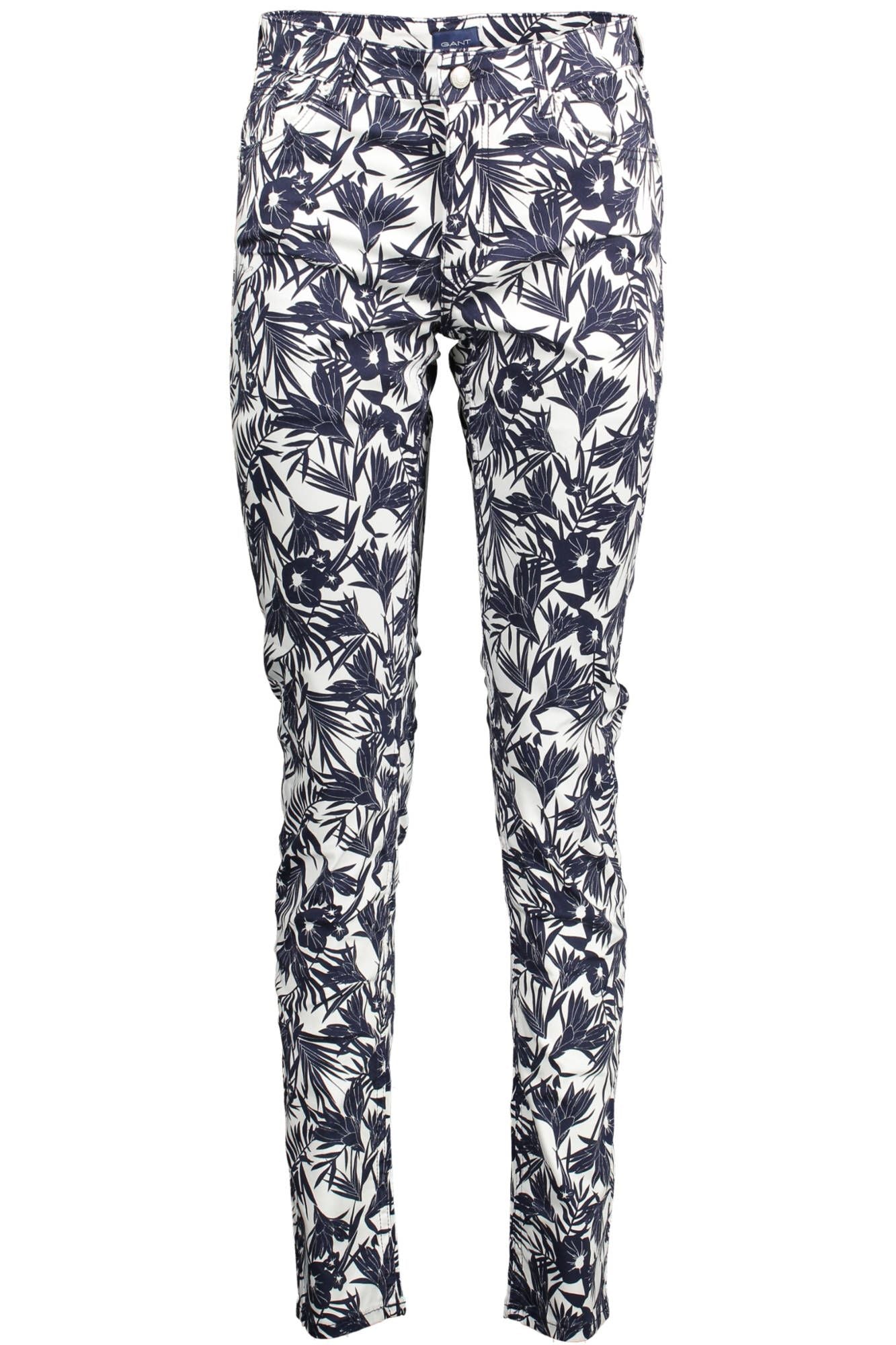 Blue Cotton Women Slim Trouser - GlamHub Luxury and Icon Brand Clothing