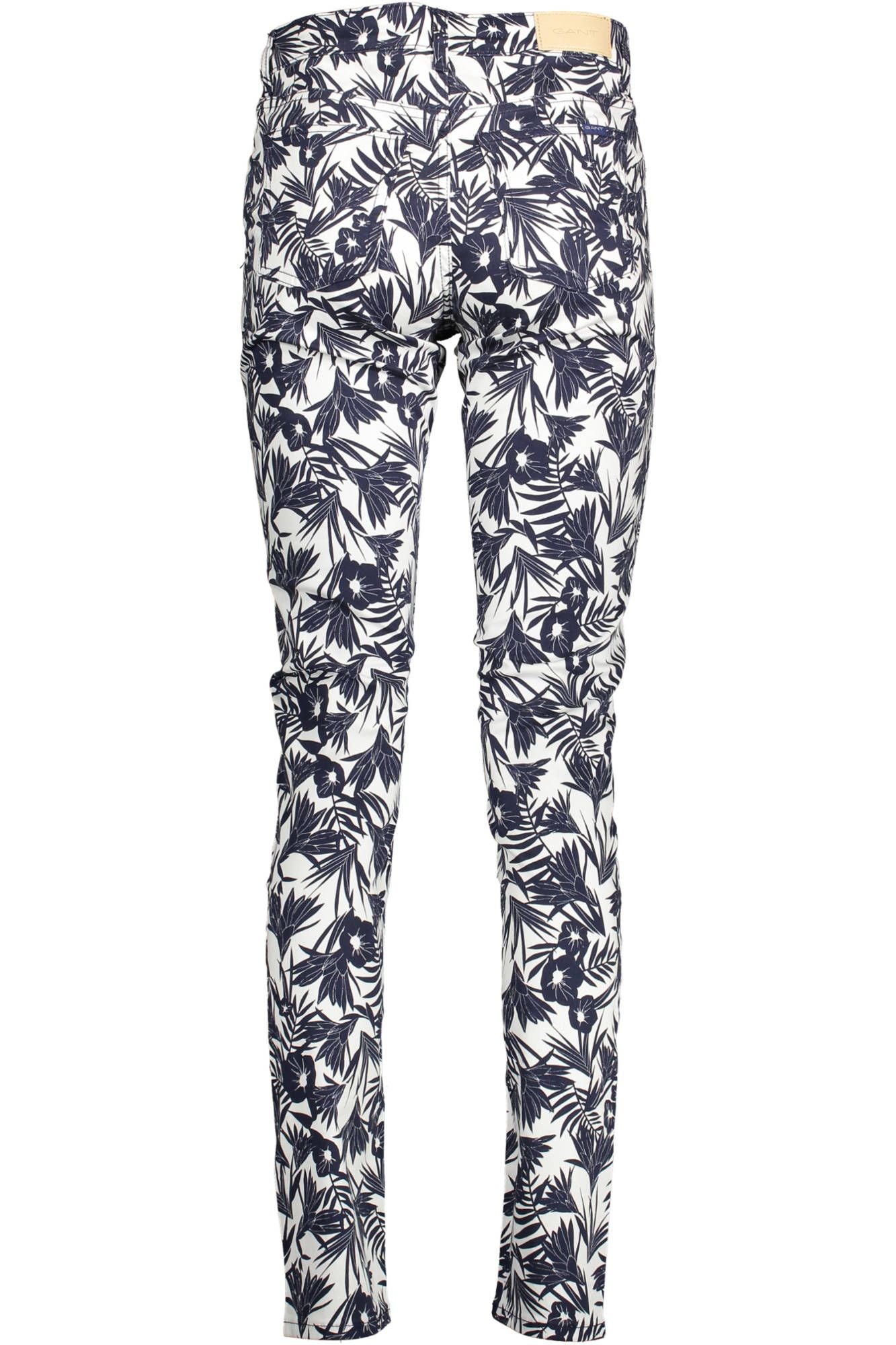 Blue Cotton Women Slim Trouser - GlamHub Luxury and Icon Brand Clothing