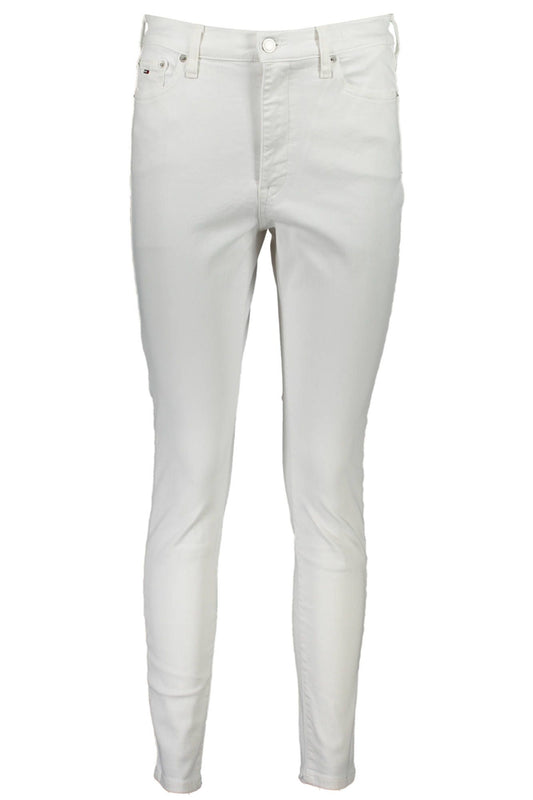 White Cotton Women Jeans - GLAMHUB BOUTIQUE 