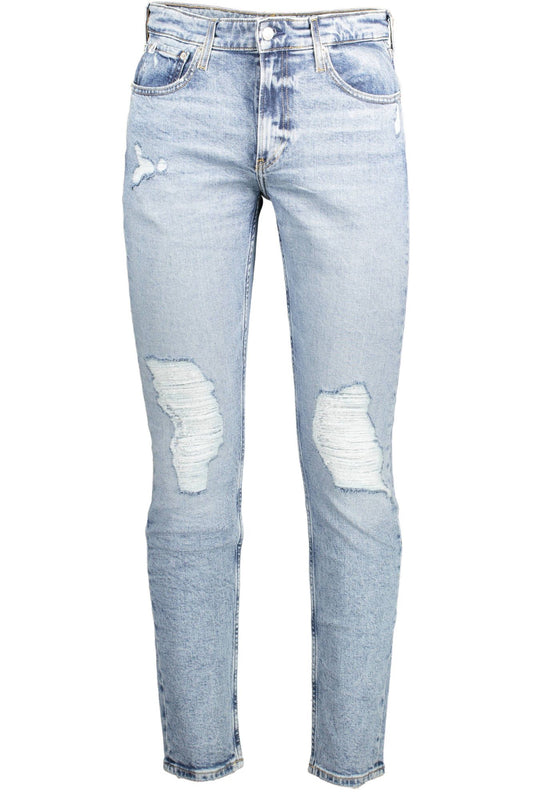 Light Blue Cotton Men Jeans - GLAMHUB BOUTIQUE 