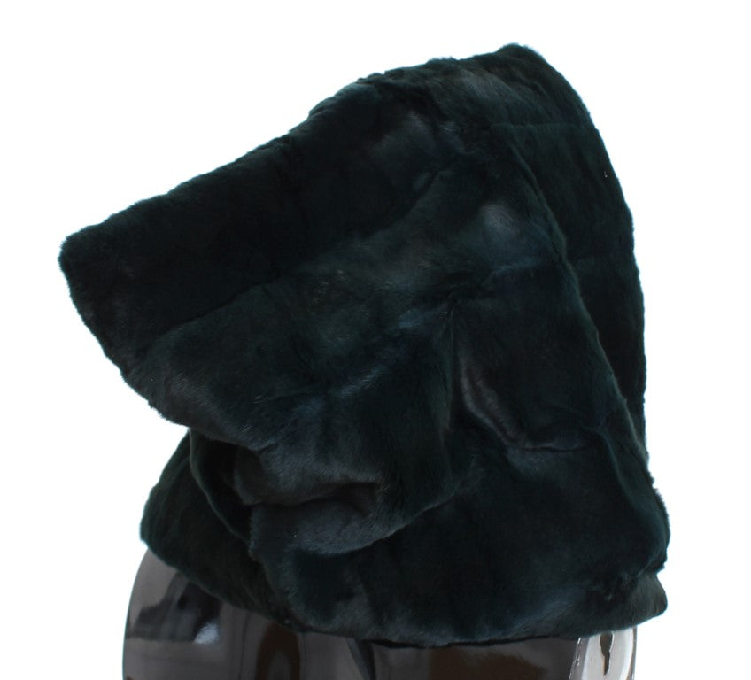 Exclusive Green Weasel Fur Hooded Scarf - GlamHub Luxury and Icon Brand Clothing