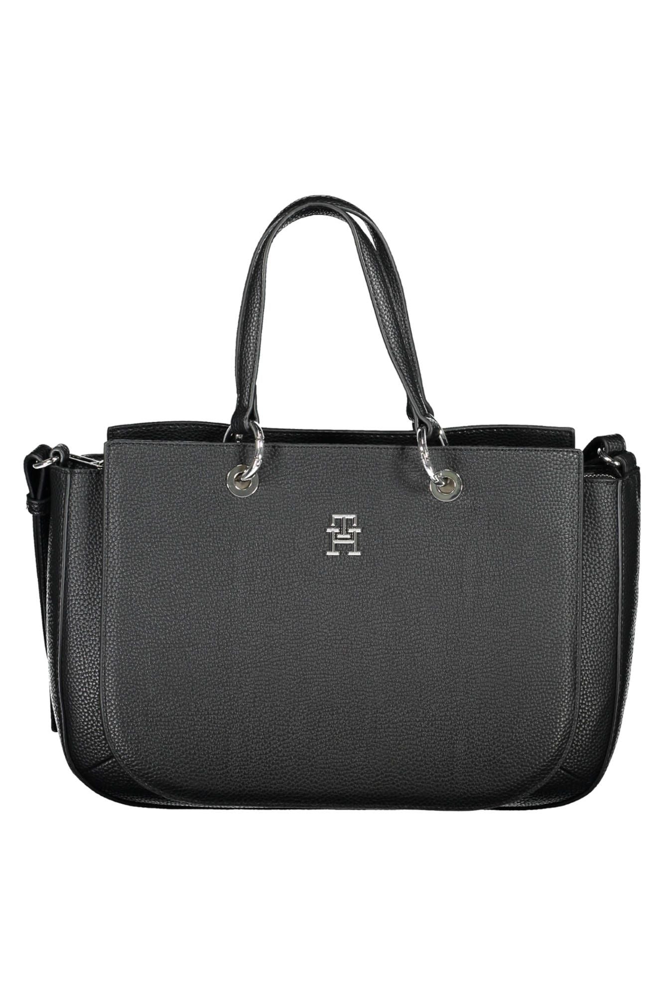 Black Polyethylene Women Handbag - GLAMHUB BOUTIQUE 