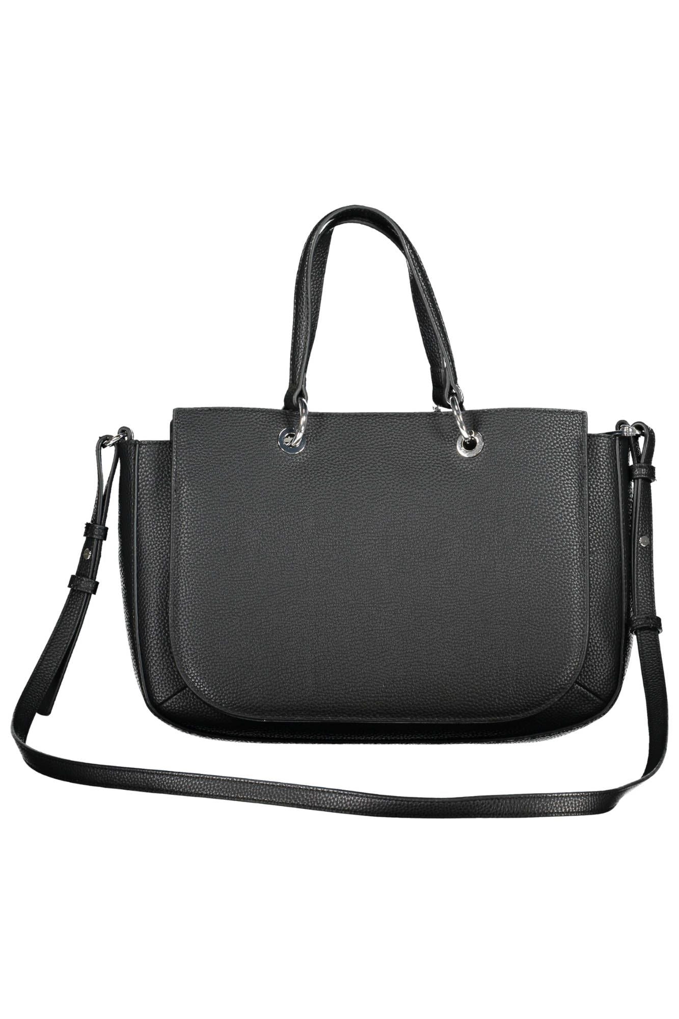 Black Polyethylene Women Handbag - GLAMHUB BOUTIQUE 