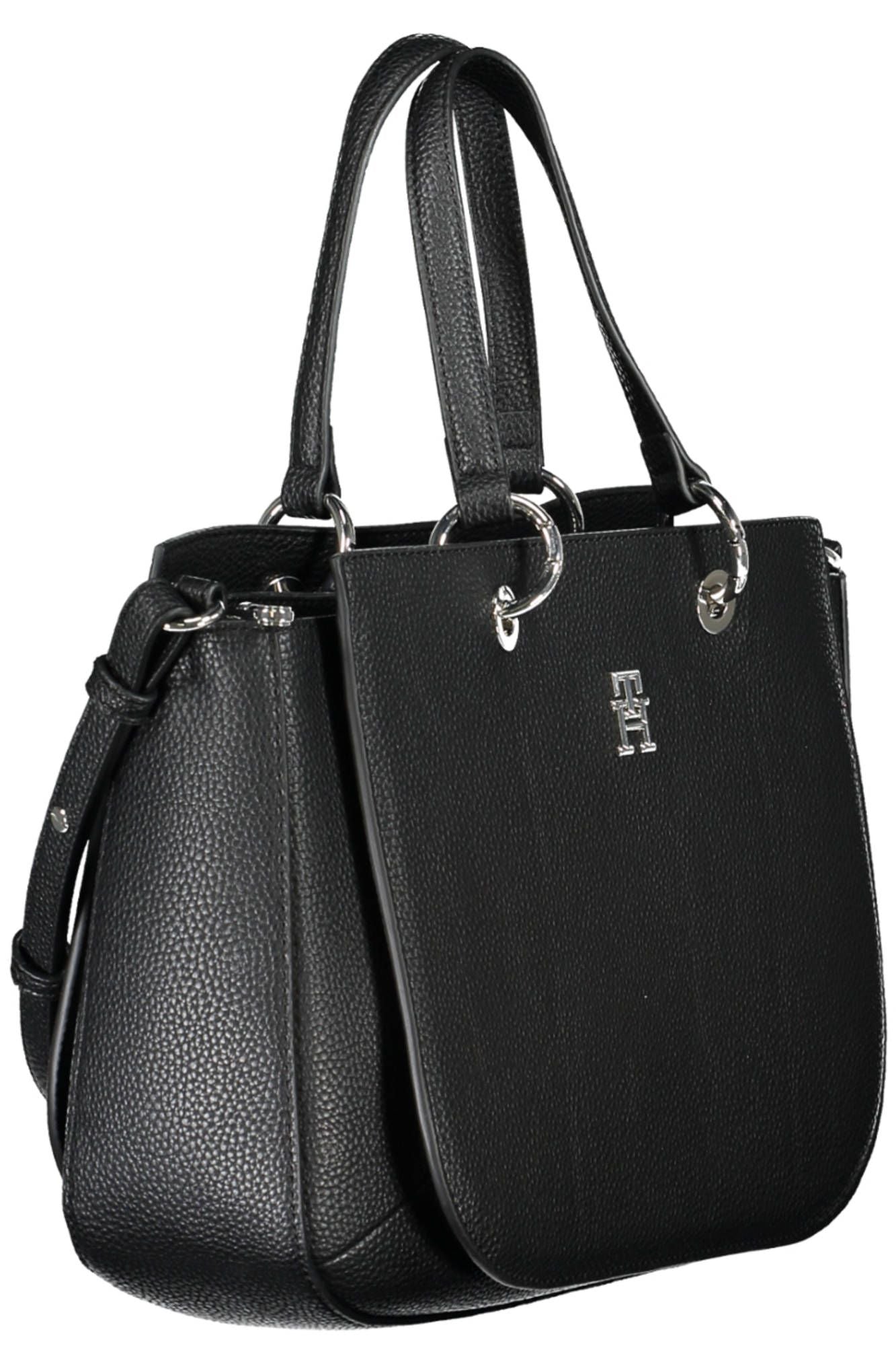 Black Polyethylene Women Handbag - GLAMHUB BOUTIQUE 