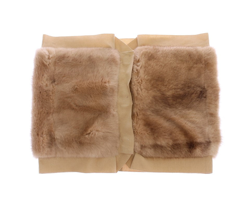 Exclusive Beige MINK Fur Scarf Wrap - GlamHub Luxury and Icon Brand Clothing