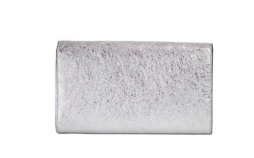 Small Metallic Silver Lamb Leather Medusa Clutch Crossbody Wallet Bag - GLAMHUB BOUTIQUE 