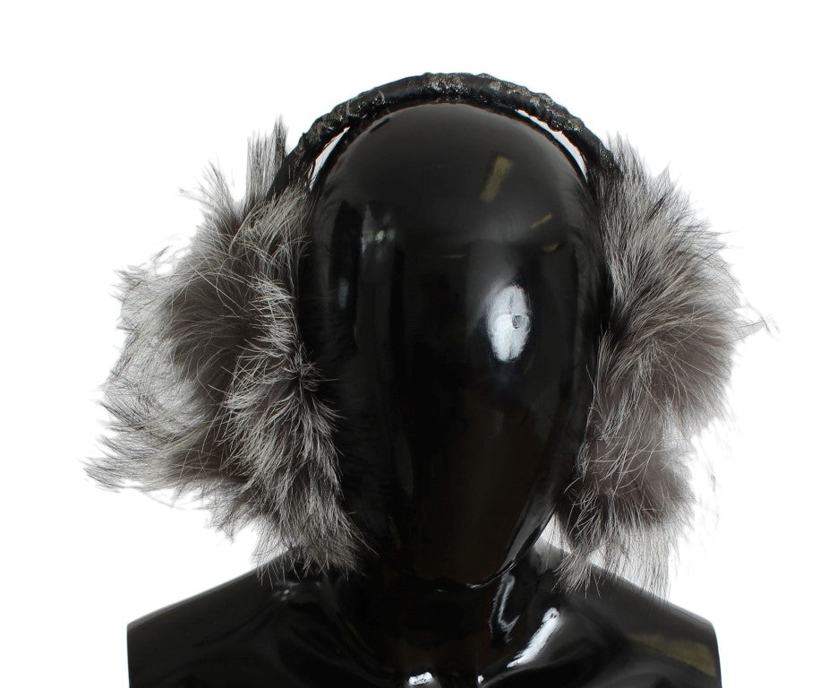 Elegant Fur and Crystal Ear Muffs - GlamHub Luxury and Icon Brand Clothing