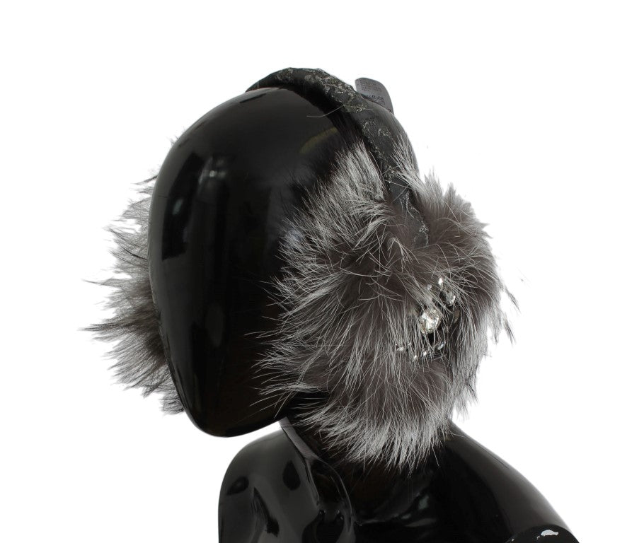 Elegant Fur and Crystal Ear Muffs - GlamHub Luxury and Icon Brand Clothing