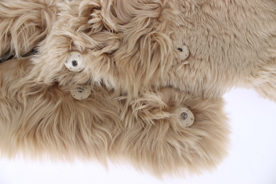 Elegant Alpaca Fur Shoulder Wrap in Beige - GlamHub Luxury and Icon Brand Clothing