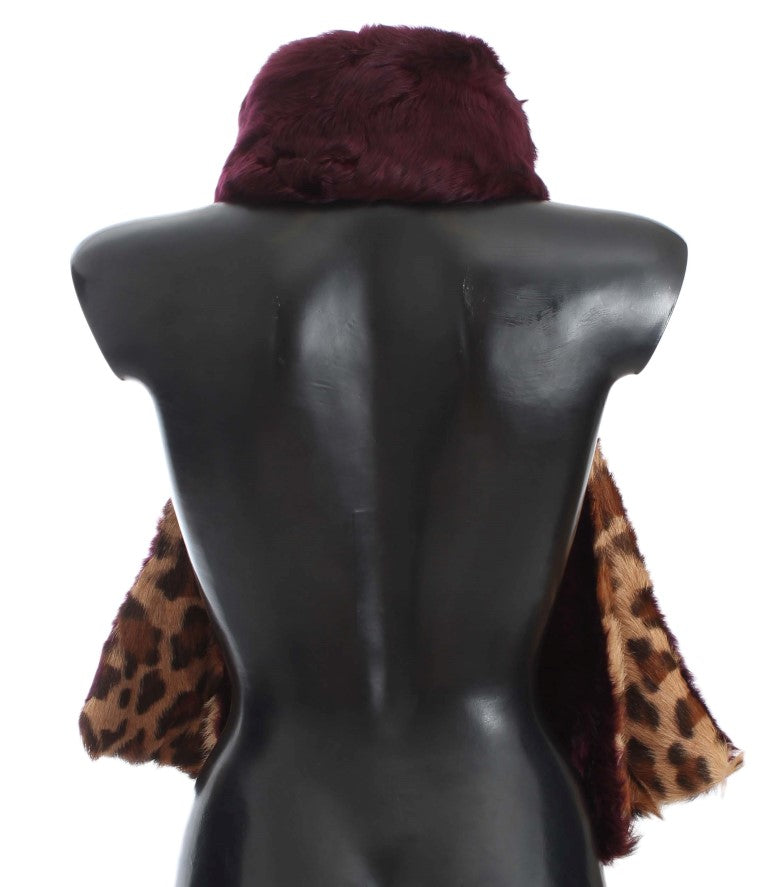 Exquisite Leopard Print Lambskin Fur Scarf - GlamHub Luxury and Icon Brand Clothing