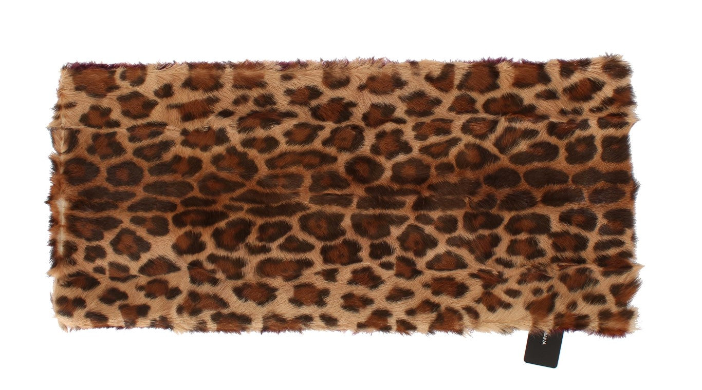 Exquisite Leopard Print Lambskin Fur Scarf - GlamHub Luxury and Icon Brand Clothing