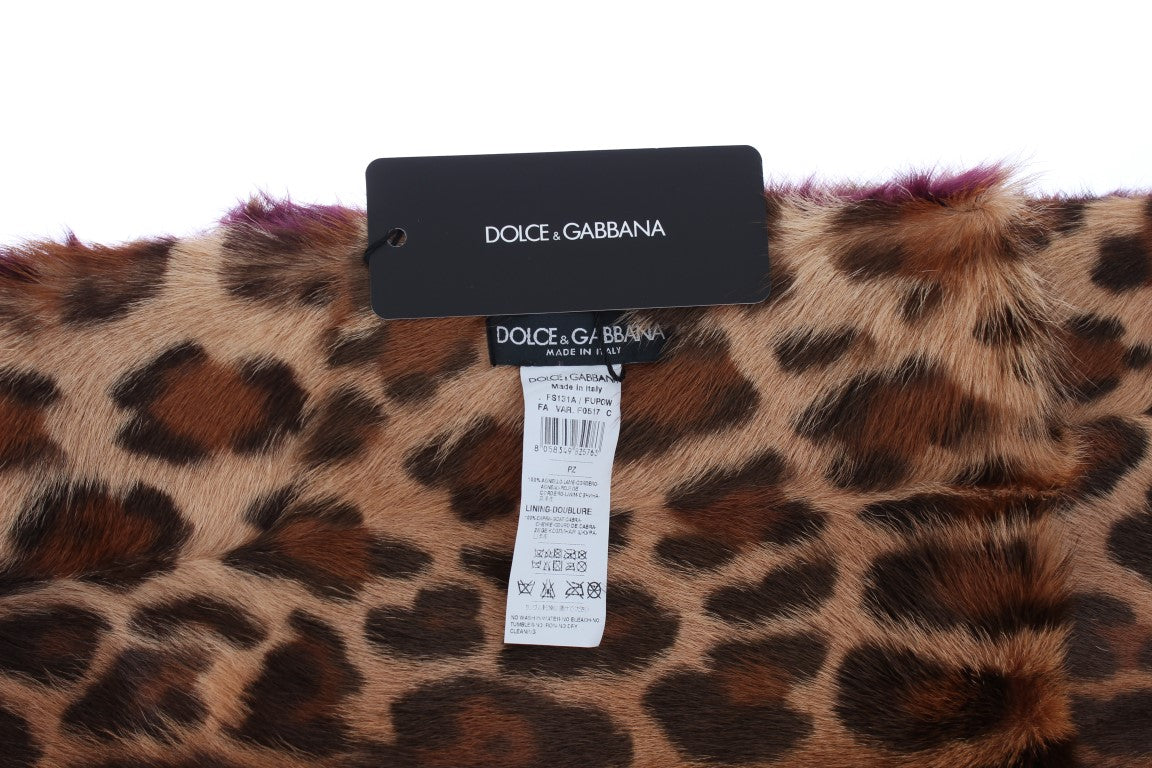 Exquisite Leopard Print Lambskin Fur Scarf - GlamHub Luxury and Icon Brand Clothing