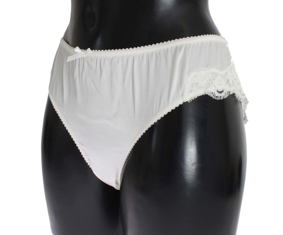 Elegant White Silk Blend Underwear - GlamHub Luxury and Icon Brand Clothing