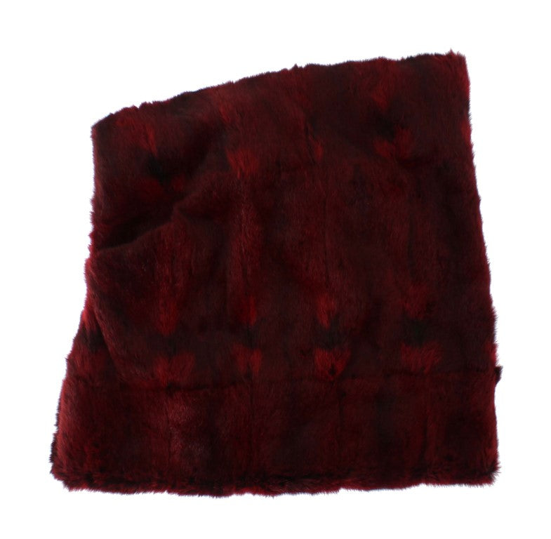 Luxurious Bordeaux Fur Hooded Scarf Wrap - GlamHub Luxury and Icon Brand Clothing