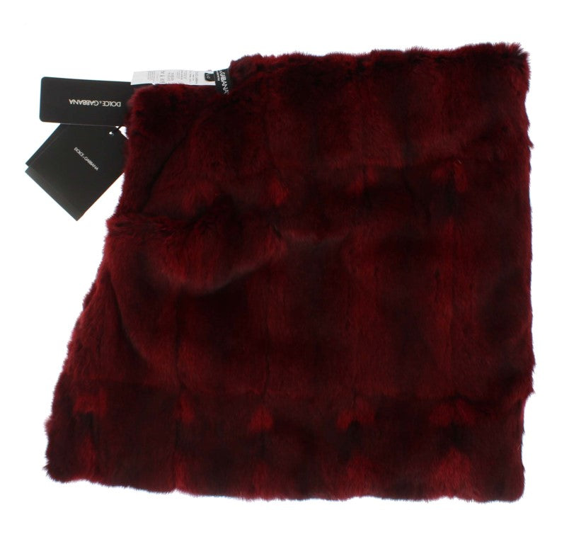 Luxurious Bordeaux Fur Hooded Scarf Wrap - GlamHub Luxury and Icon Brand Clothing