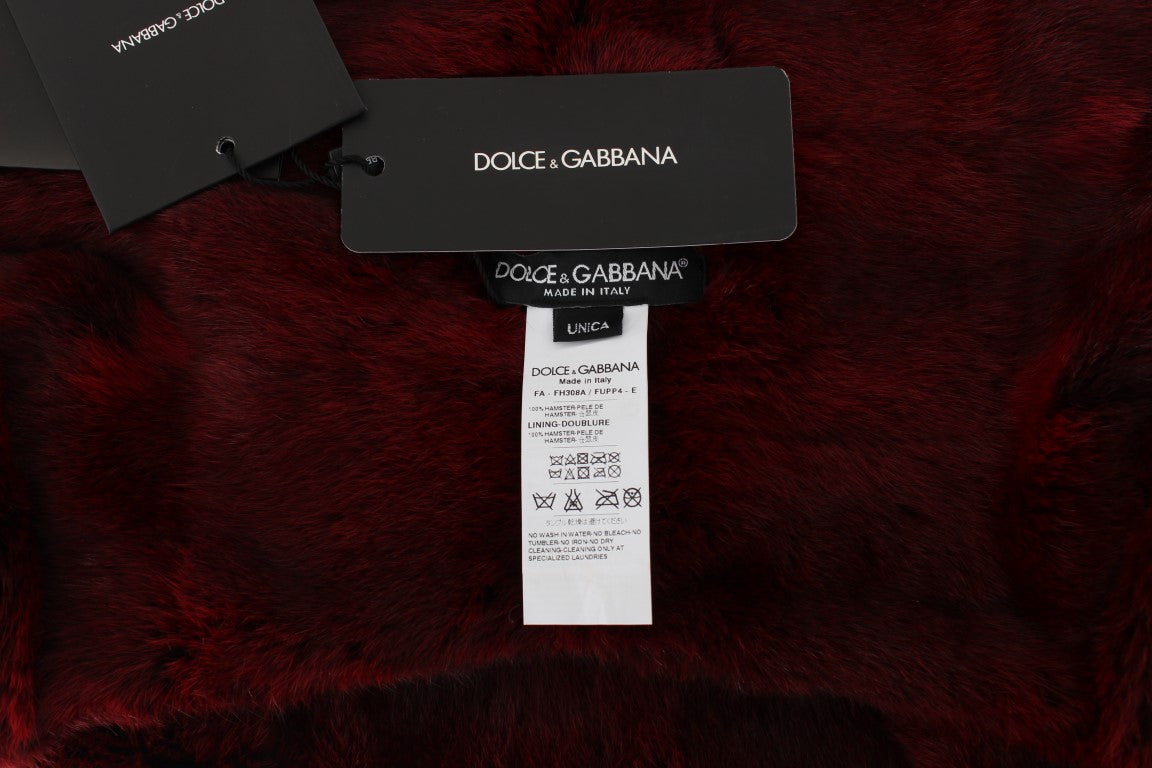 Luxurious Bordeaux Fur Hooded Scarf Wrap - GlamHub Luxury and Icon Brand Clothing