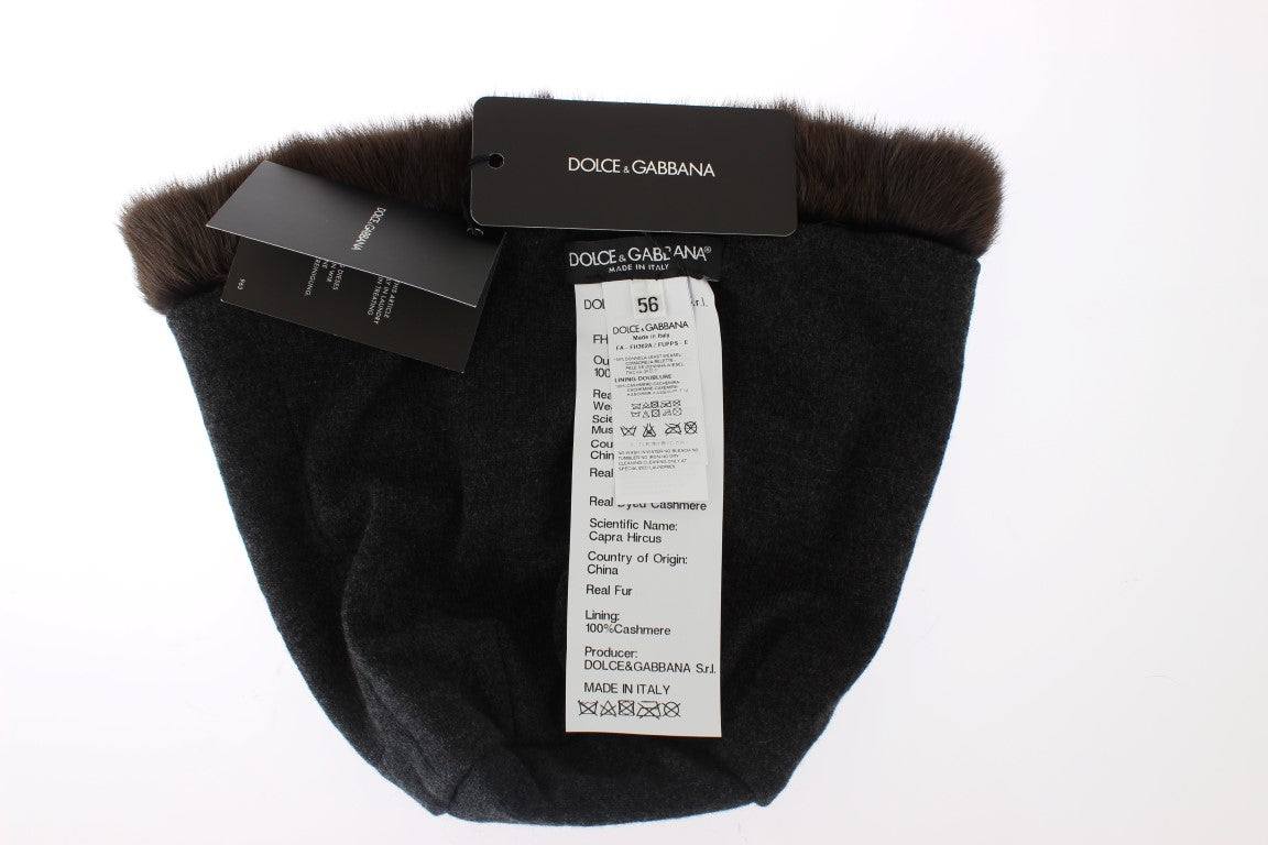 Luxurious Brown Weasel Fur Beanie - GlamHub Luxury and Icon Brand Clothing