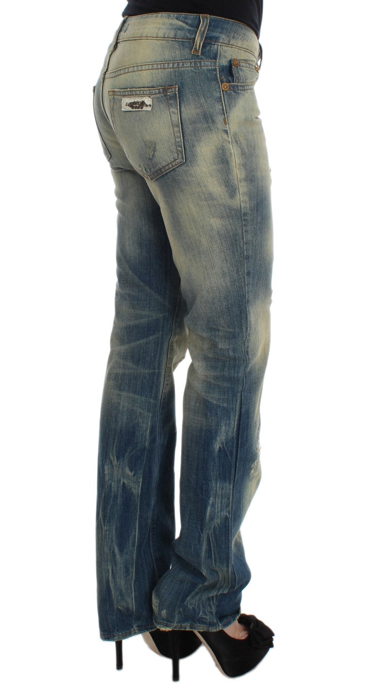 Elegant Slim Bootcut Blue Jeans - GLAMHUB BOUTIQUE 