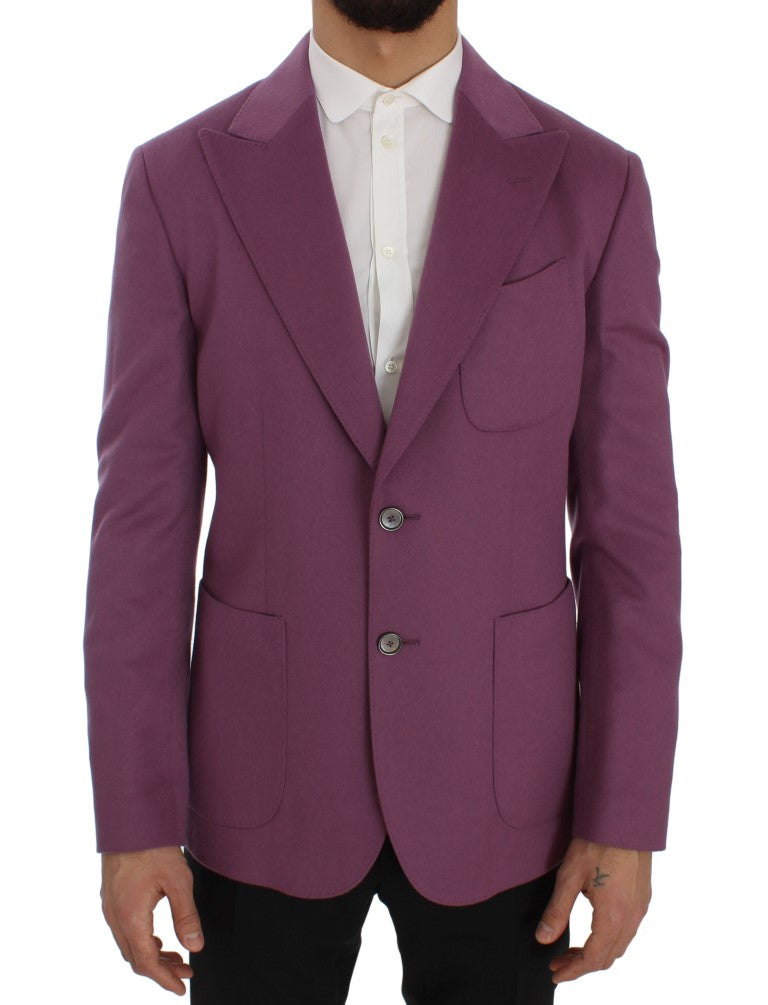 Elegant Purple Cashmere-Silk Blend Blazer - GlamHub Luxury and Icon Brand Clothing