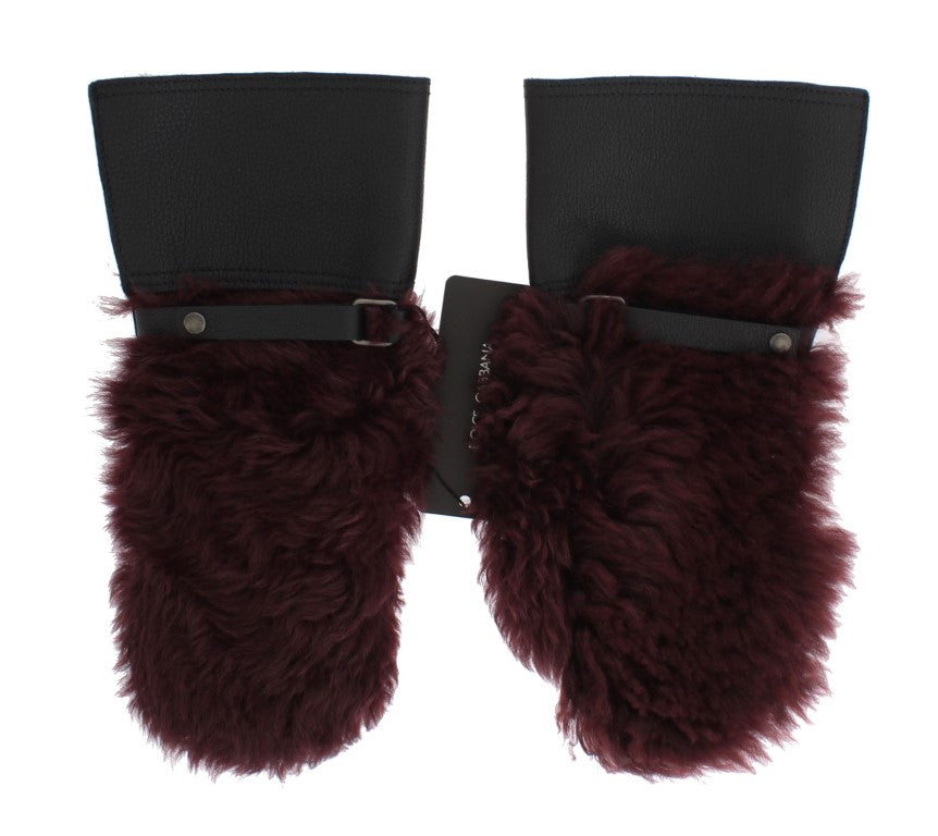 Elegant Black & Bordeaux Leather Gloves - GlamHub Luxury and Icon Brand Clothing