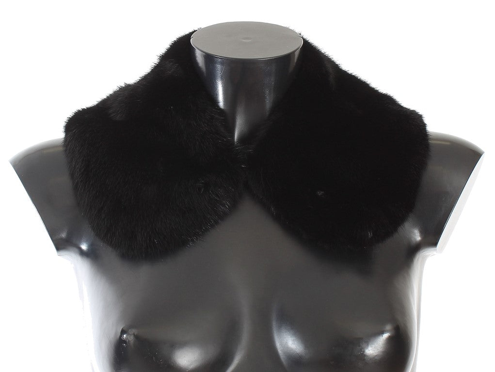 Elegant Black Mink Fur Shoulder Wrap Scarf - GlamHub Luxury and Icon Brand Clothing