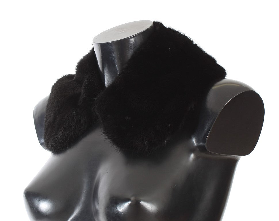 Elegant Black Mink Fur Shoulder Wrap Scarf - GlamHub Luxury and Icon Brand Clothing