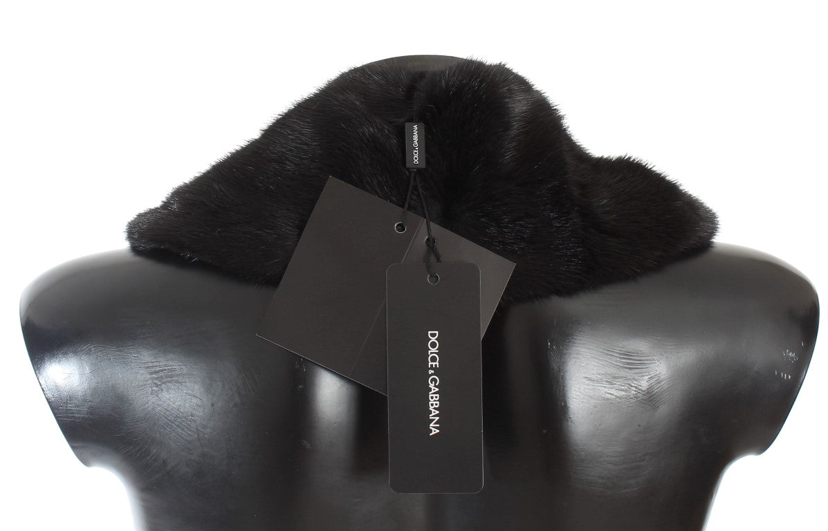 Elegant Black Mink Fur Shoulder Wrap Scarf - GlamHub Luxury and Icon Brand Clothing