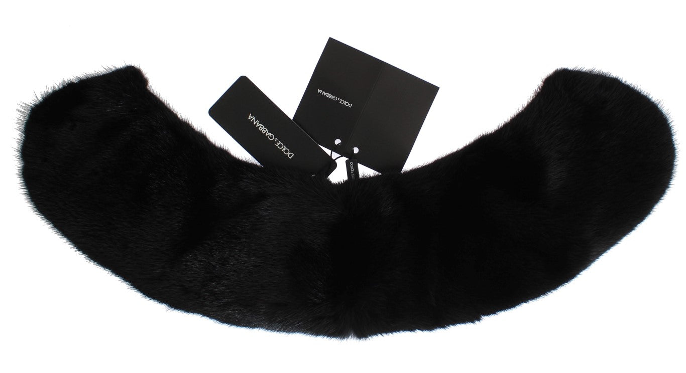 Elegant Black Mink Fur Shoulder Wrap Scarf - GlamHub Luxury and Icon Brand Clothing