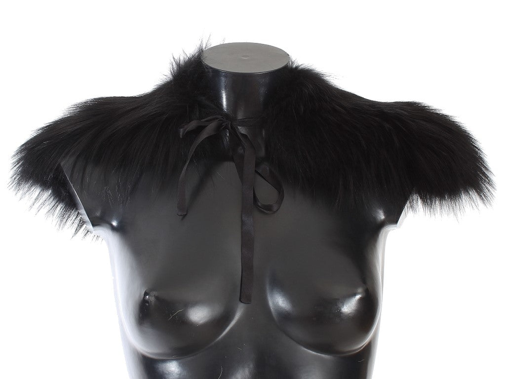 Black Fox Fur Chic Shoulder Wrap - GlamHub Luxury and Icon Brand Clothing