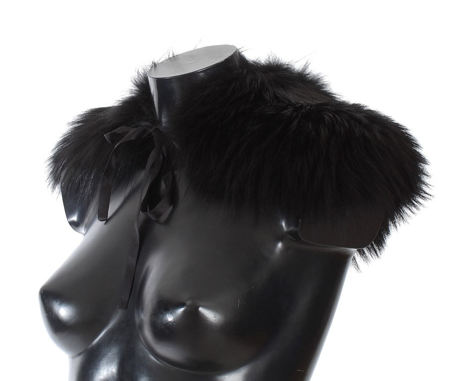 Black Fox Fur Chic Shoulder Wrap - GlamHub Luxury and Icon Brand Clothing