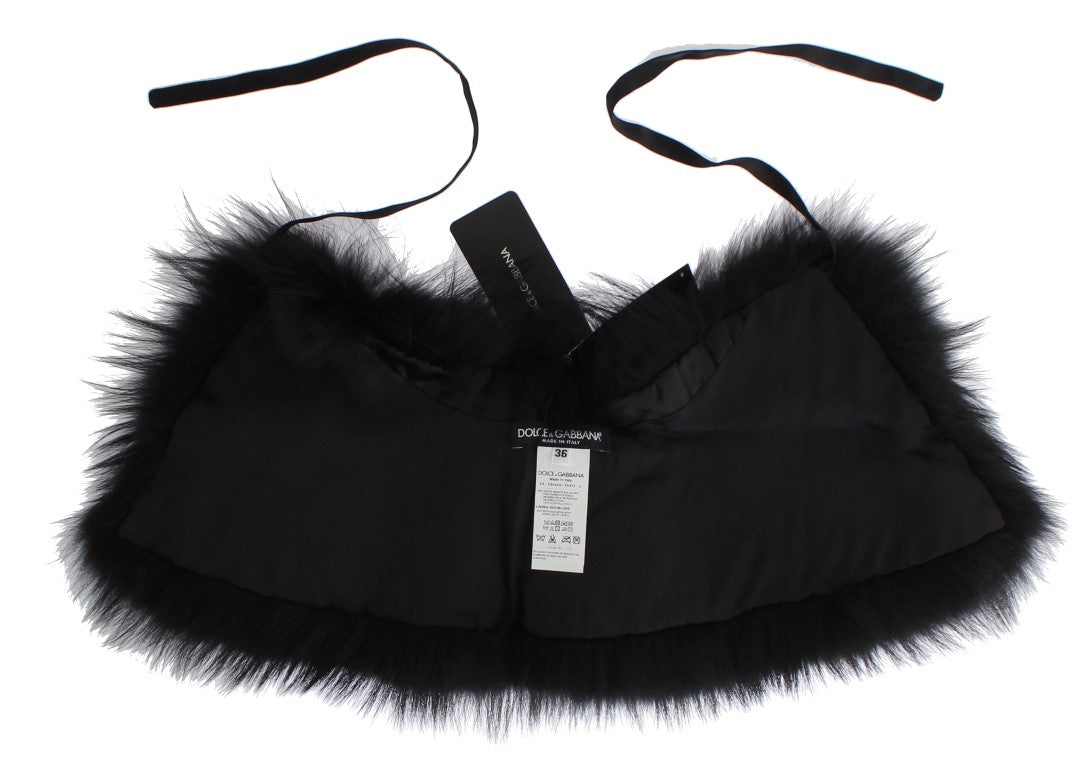 Black Fox Fur Chic Shoulder Wrap - GlamHub Luxury and Icon Brand Clothing