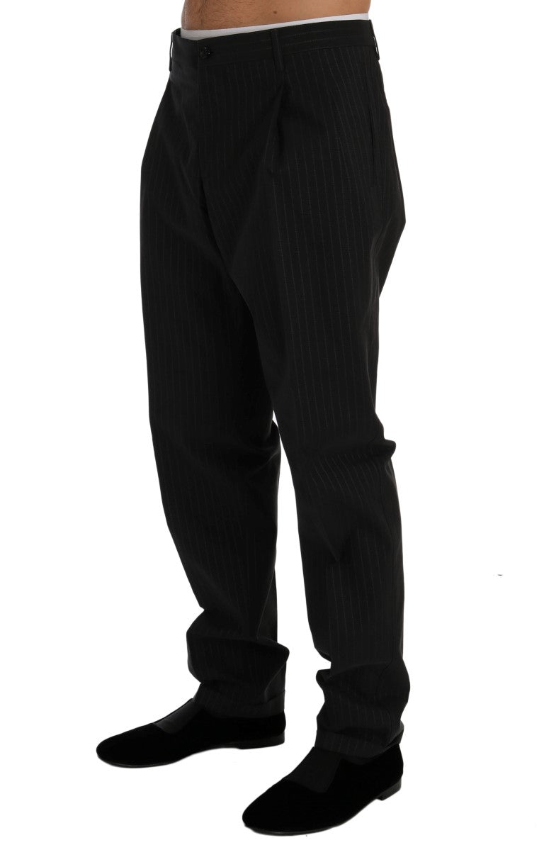 Elegant Striped Straight Fit Dress Trousers - GlamHub Luxury and Icon Brand Clothing