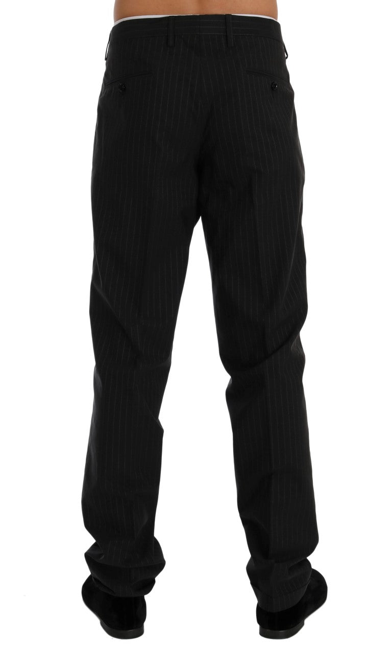 Elegant Striped Straight Fit Dress Trousers - GlamHub Luxury and Icon Brand Clothing