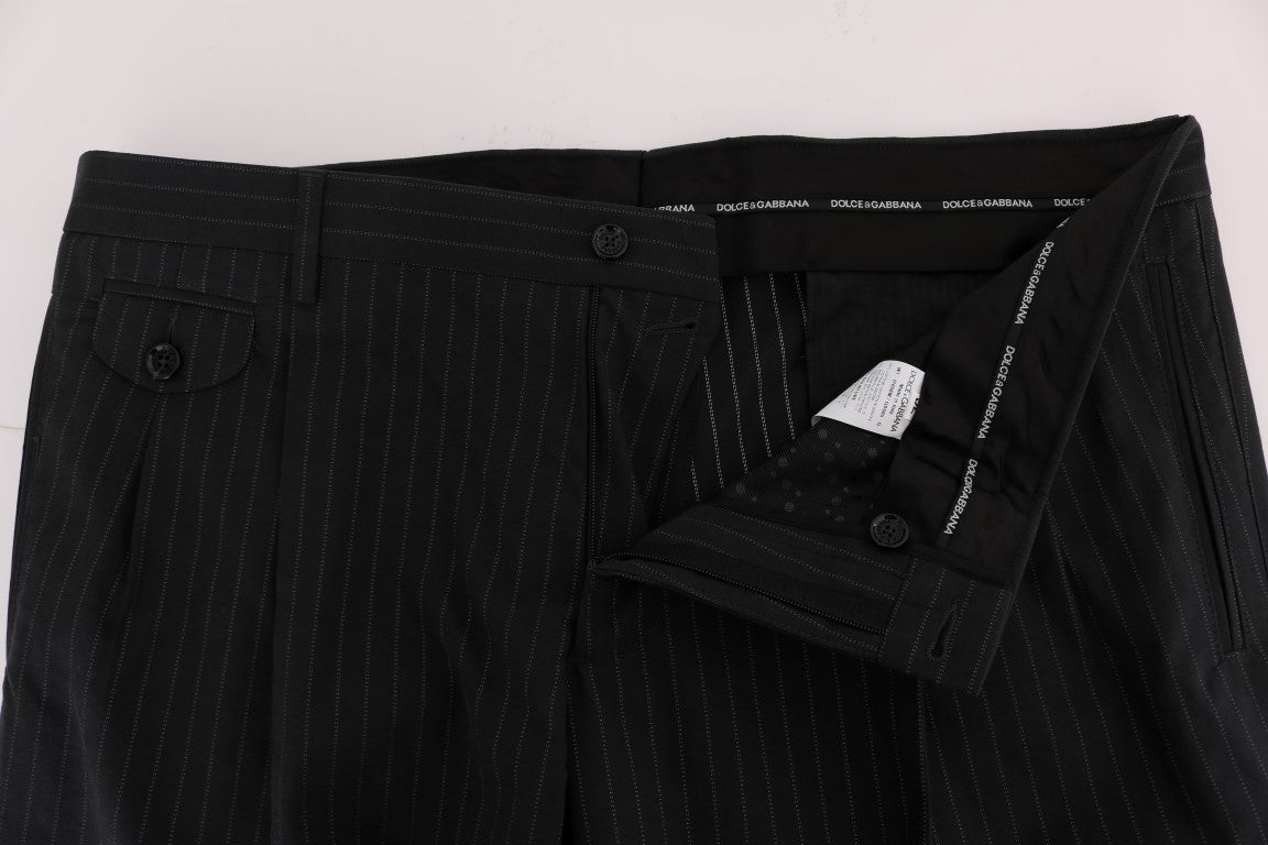 Elegant Striped Straight Fit Dress Trousers - GlamHub Luxury and Icon Brand Clothing