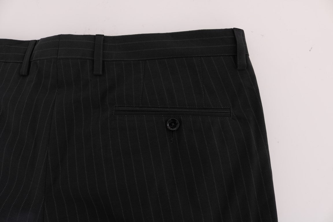 Elegant Striped Straight Fit Dress Trousers - GlamHub Luxury and Icon Brand Clothing