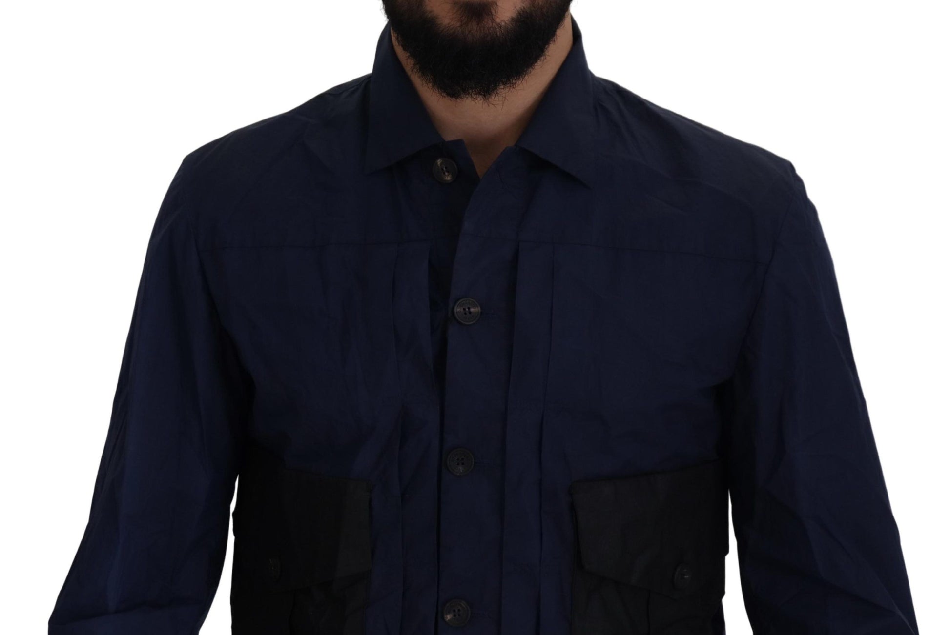 Svelte Dark Blue Cotton Shirt - GLAMHUB BOUTIQUE 