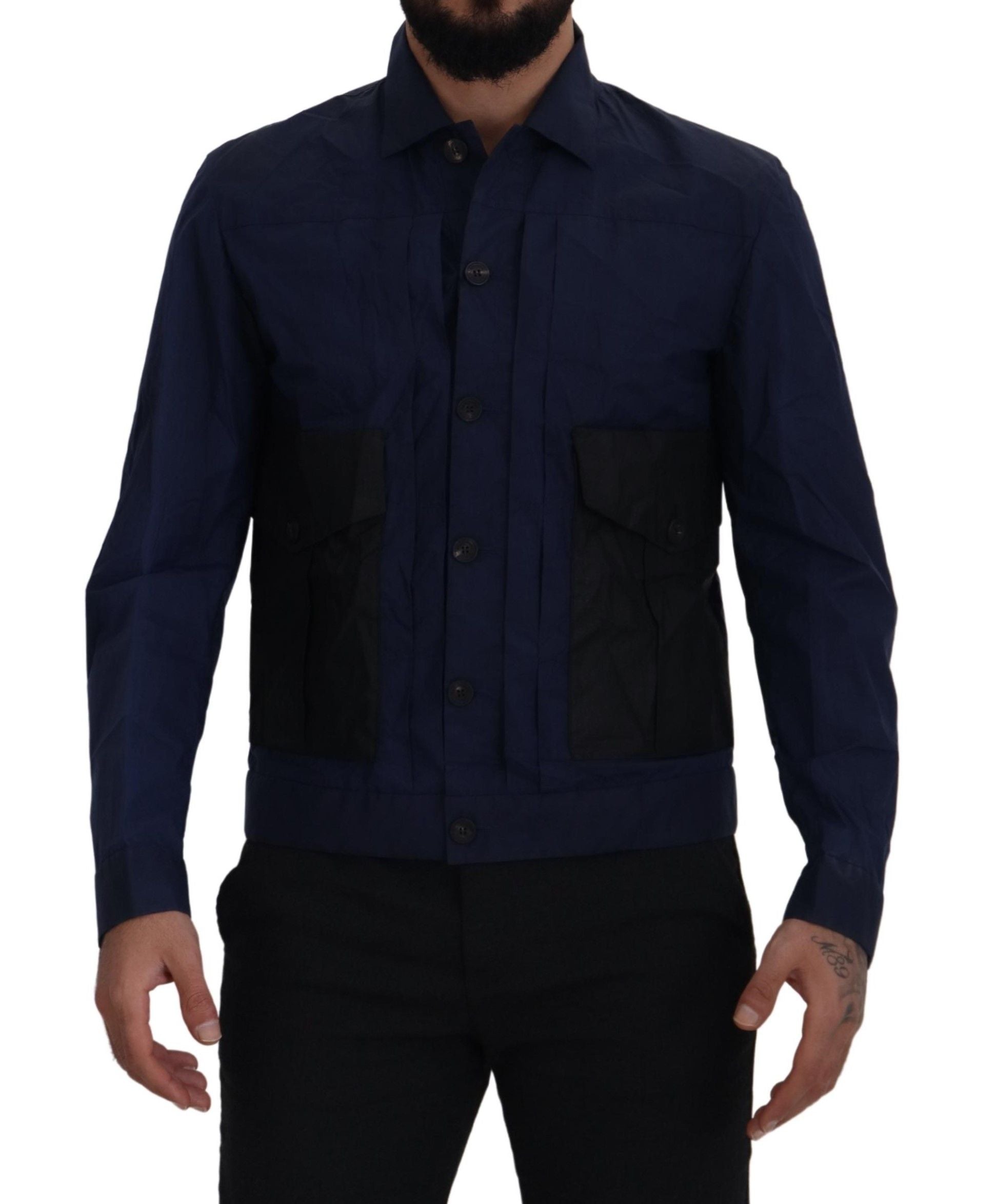 Svelte Dark Blue Cotton Shirt - GLAMHUB BOUTIQUE 