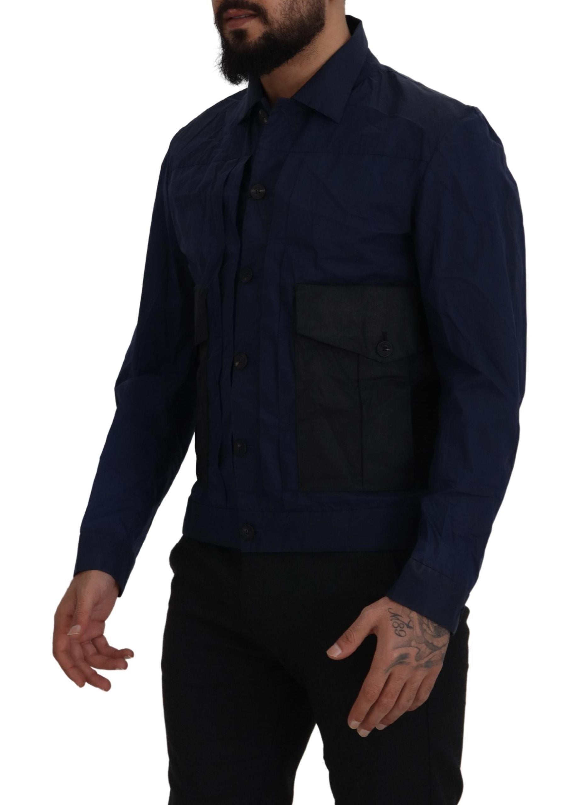 Svelte Dark Blue Cotton Shirt - GLAMHUB BOUTIQUE 