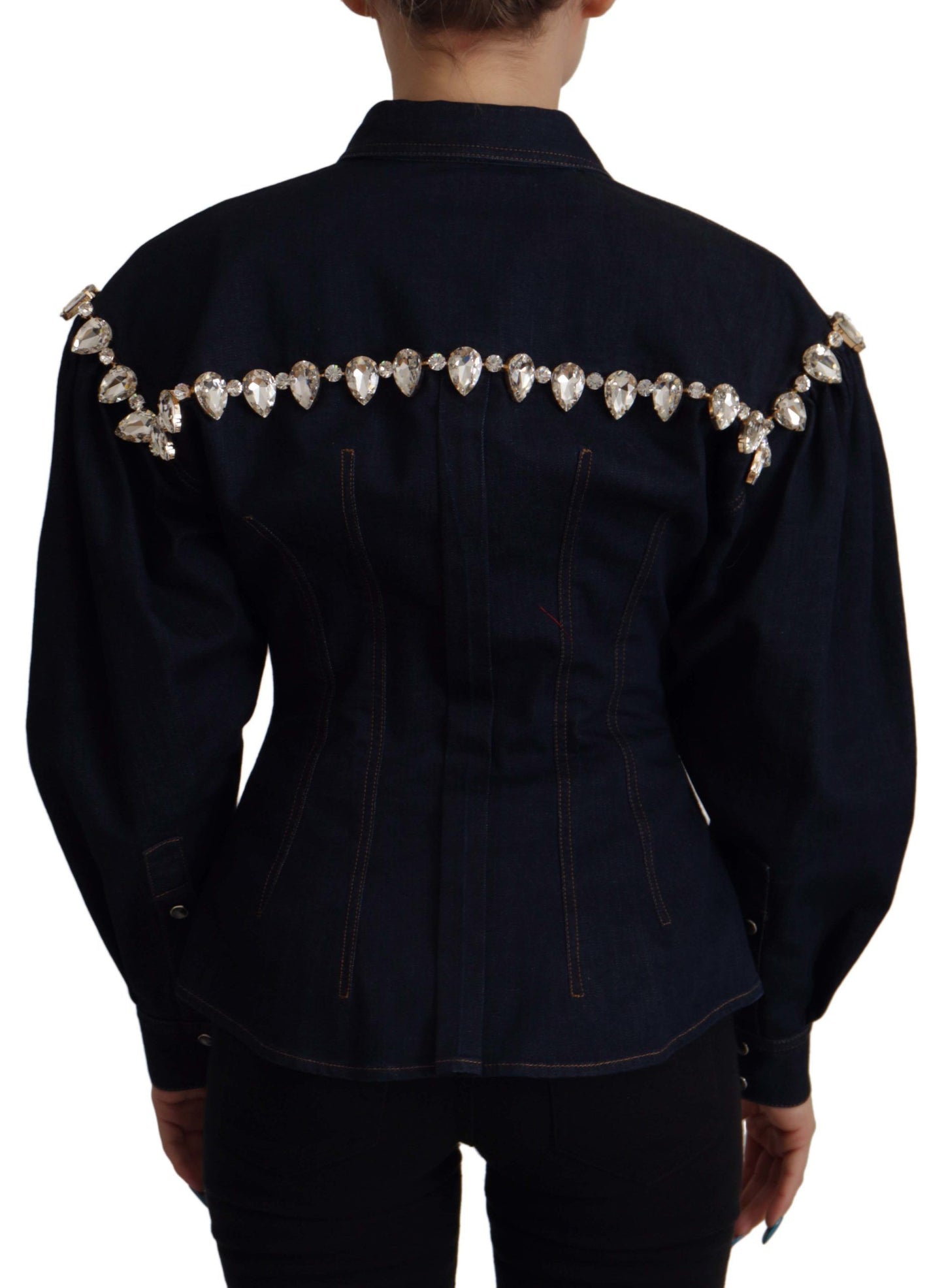 Dolce & Gabbana Elegant Crystal-Embellished Denim Jacket