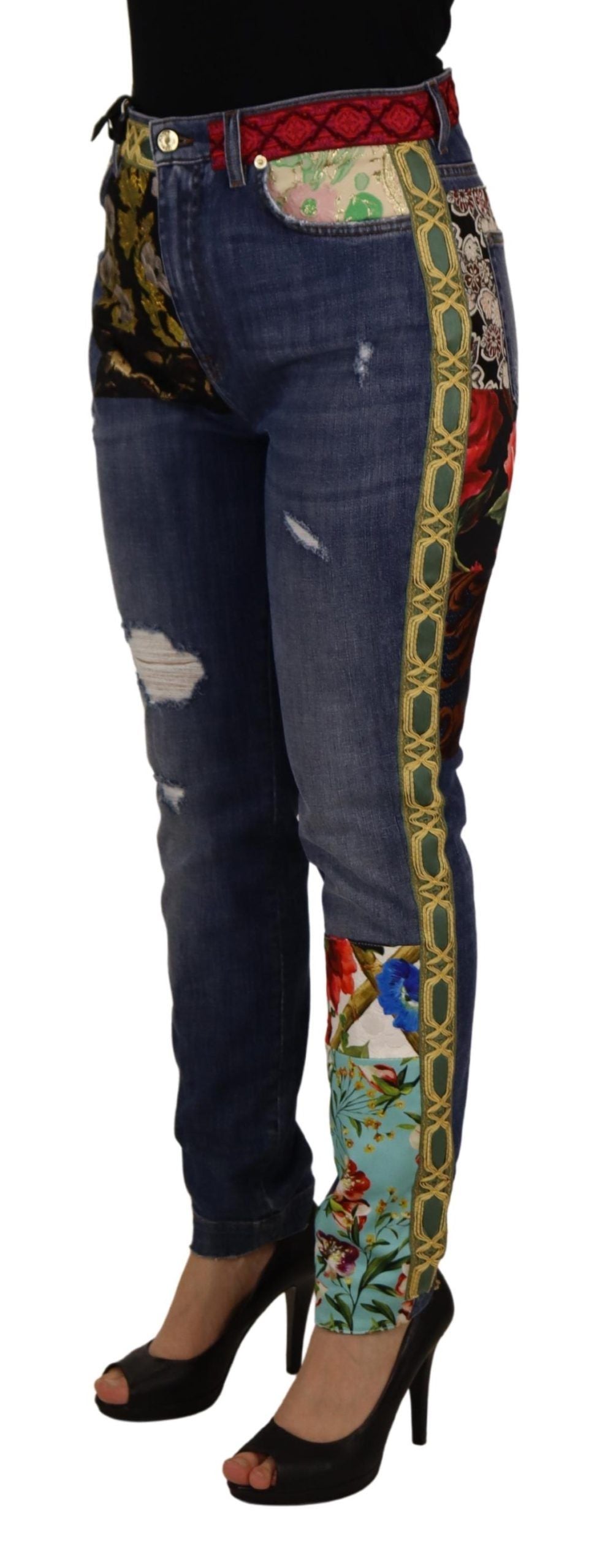 Dolce & Gabbana High Waist Patchwork Skinny Denim