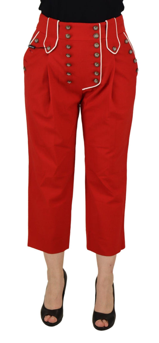 Elegante rote High-Waist-Crop-Hose