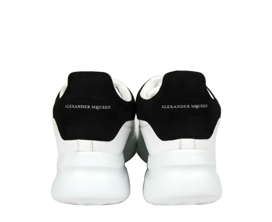 Alexander McQueen Women White Leather Suede Sneaker - GLAMHUB BOUTIQUE 