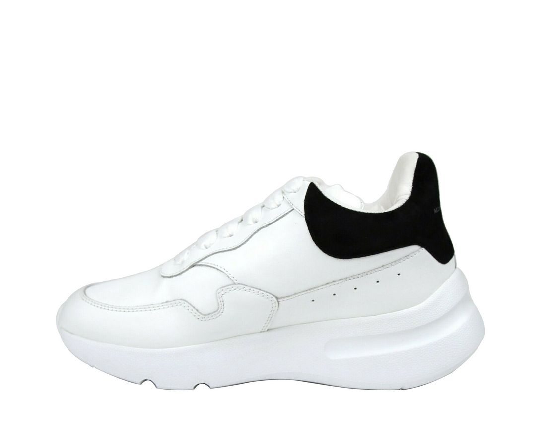 Alexander McQueen Women White Leather Suede Sneaker - GLAMHUB BOUTIQUE 