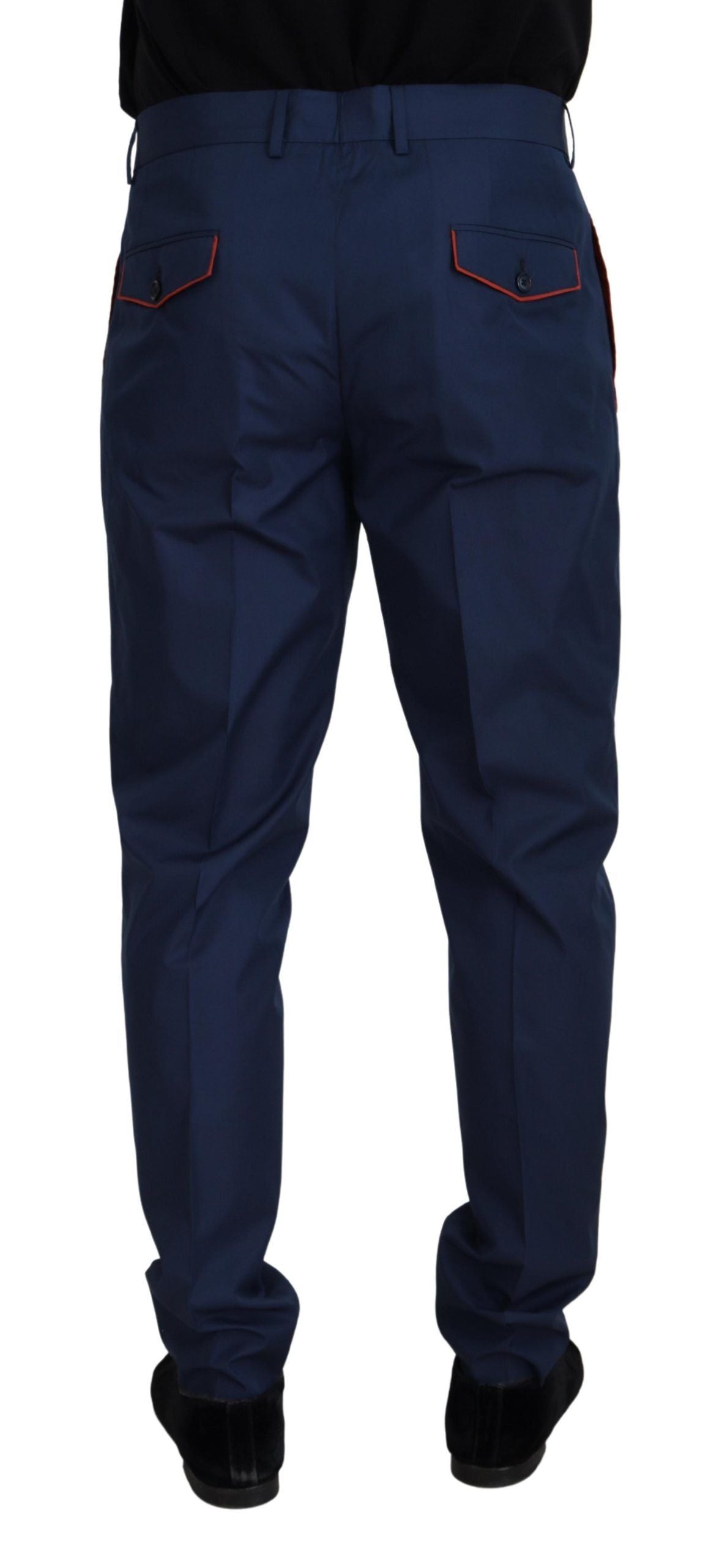 Elegante Slim Fit Chinos aus blauem Seiden-Mix