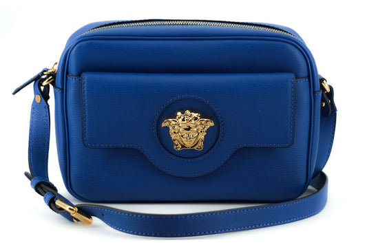 Elegant Blue Calf Leather Camera Case Bag - GLAMHUB BOUTIQUE 