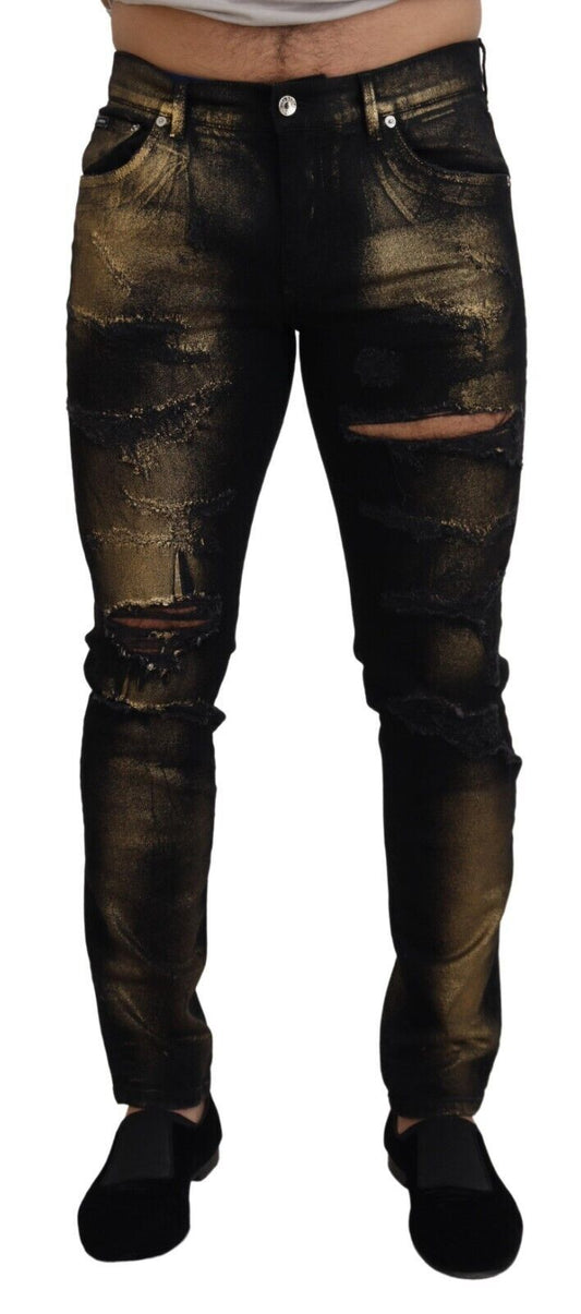 Elegante Black Gold Dust Jeans