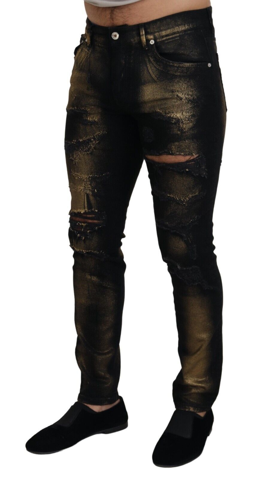 Elegante Black Gold Dust Jeans